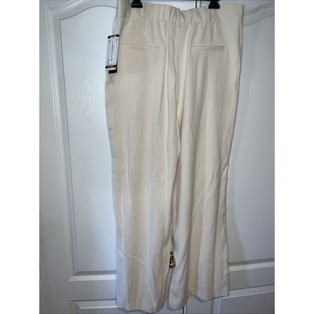 French Connection Women Wide Leg Trouser Color Cream XL Office Casual Preppy NWT - Picture 4 of 16